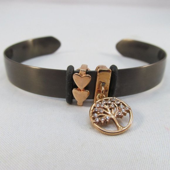Tree of Life with Hearts Cuff Bangle Bracelet - Picture 4 of 8